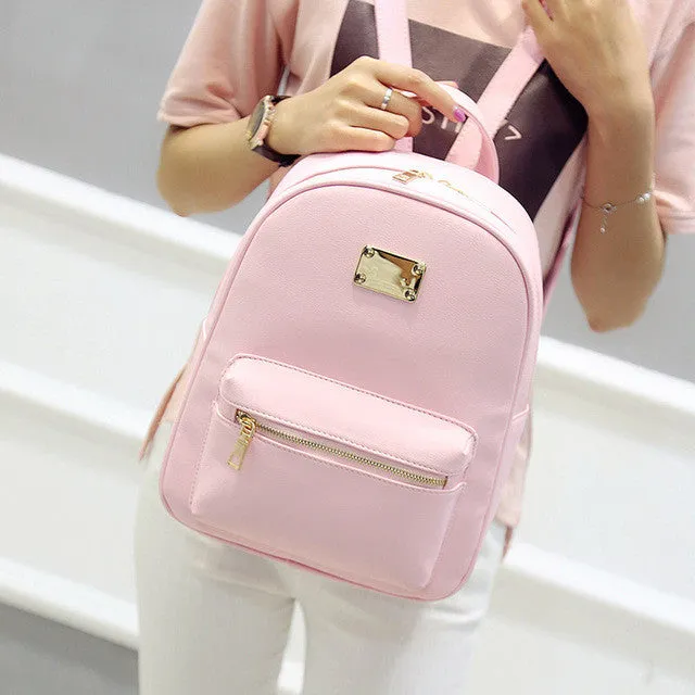 Women Backpack Small Size Black PU Leather Women's Backpacks Fashion School Girls Bags Female Back Pack Famous Brand mochilas